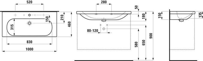 Laufen Lua H8100894001071 rys techniczny