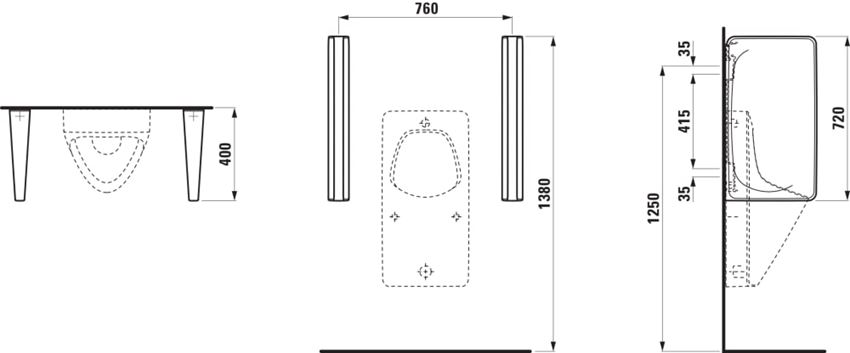 Przegroda pisuaru Laufen Cinto H8476030000001 rys techniczny