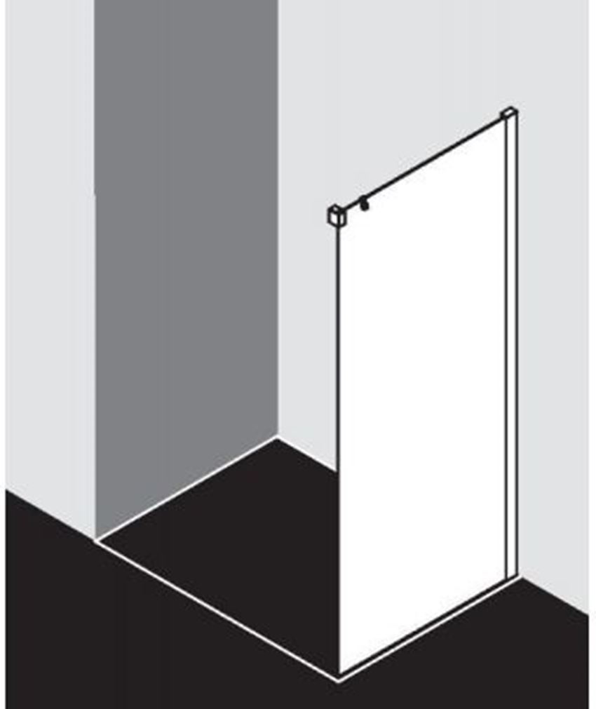 Ścianka prysznicowa boczna szkło przezroczyste profile czarne 75x200 cm Kermi Nica rysunek