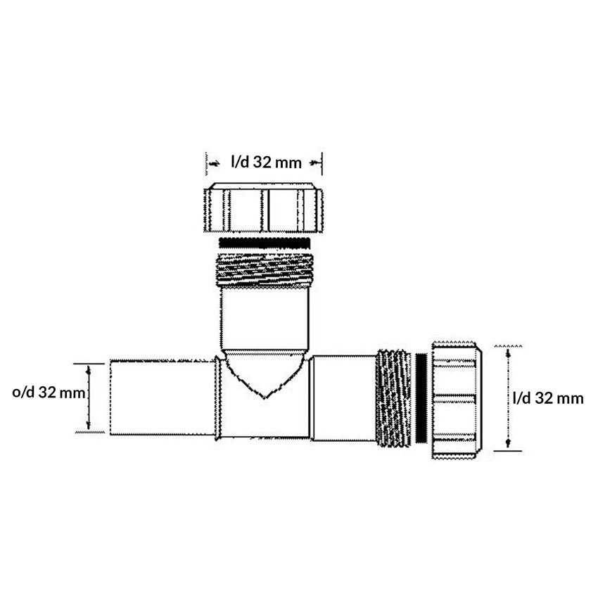 Trójnik nakrętno-prosty McAlpine rysunek