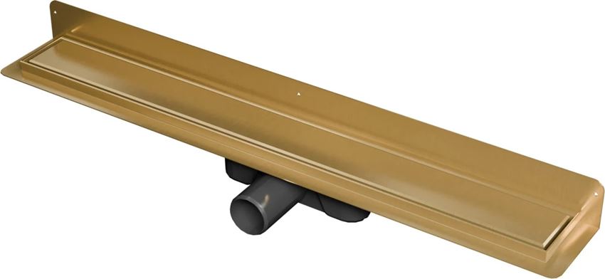 Odwodnienie liniowe przyścienne z rusztem uniwersalnym 70 cm złoto szczotkowane IÖ Nord Slim