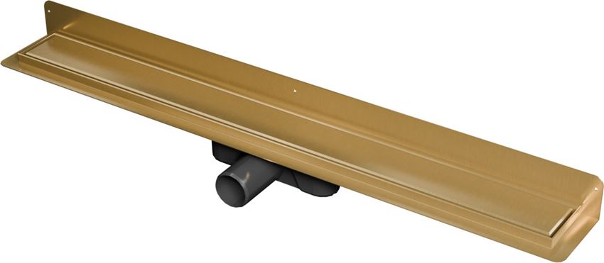 Odwodnienie liniowe przyścienne z rusztem uniwersalnym 80 cm złoto szczotkowane IÖ Nord Slim