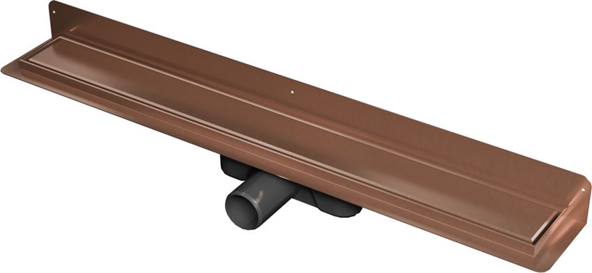 Odwodnienie liniowe przyścienne z rusztem uniwersalnym 70 cm miedź szczotkowana IÖ Nord Slim
