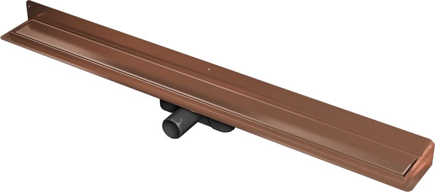 Odwodnienie liniowe przyścienne z rusztem uniwersalnym 100 cm miedź szczotkowana IÖ Nord Slim