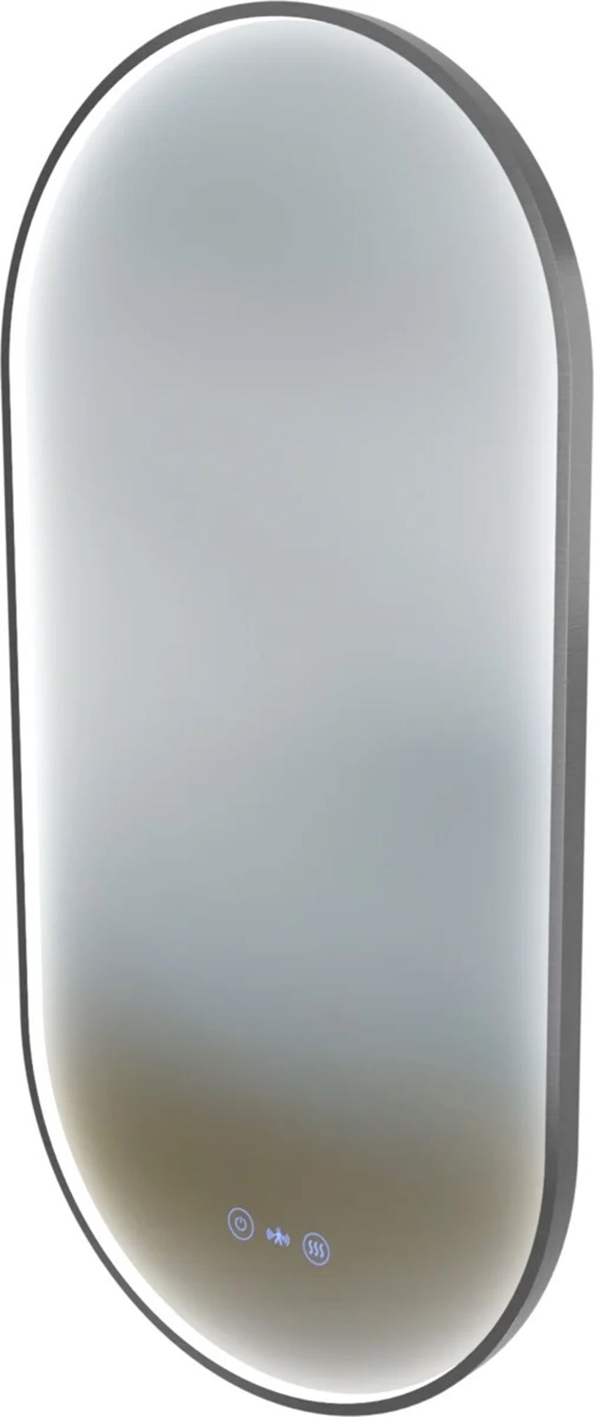 Lustro owalne z podświetleniem led 50x100 cm rama aluminiowa gun metal IO Melo New Oval