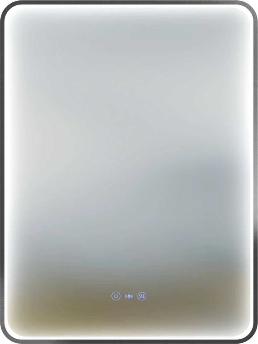 Lustro z zaokrąglonymi rogami z podświetleniem led 60x100 cm rama aluminiowa gun metal IO Melo New Square