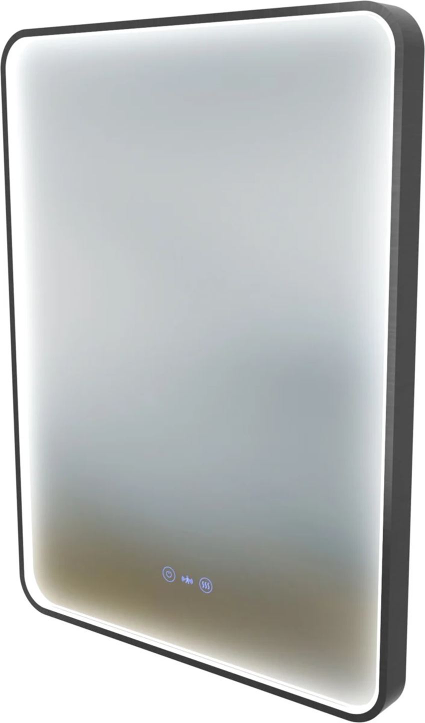 Lustro z zaokrąglonymi rogami z podświetleniem led 60x100 cm rama aluminiowa gun metal IO Melo New Square