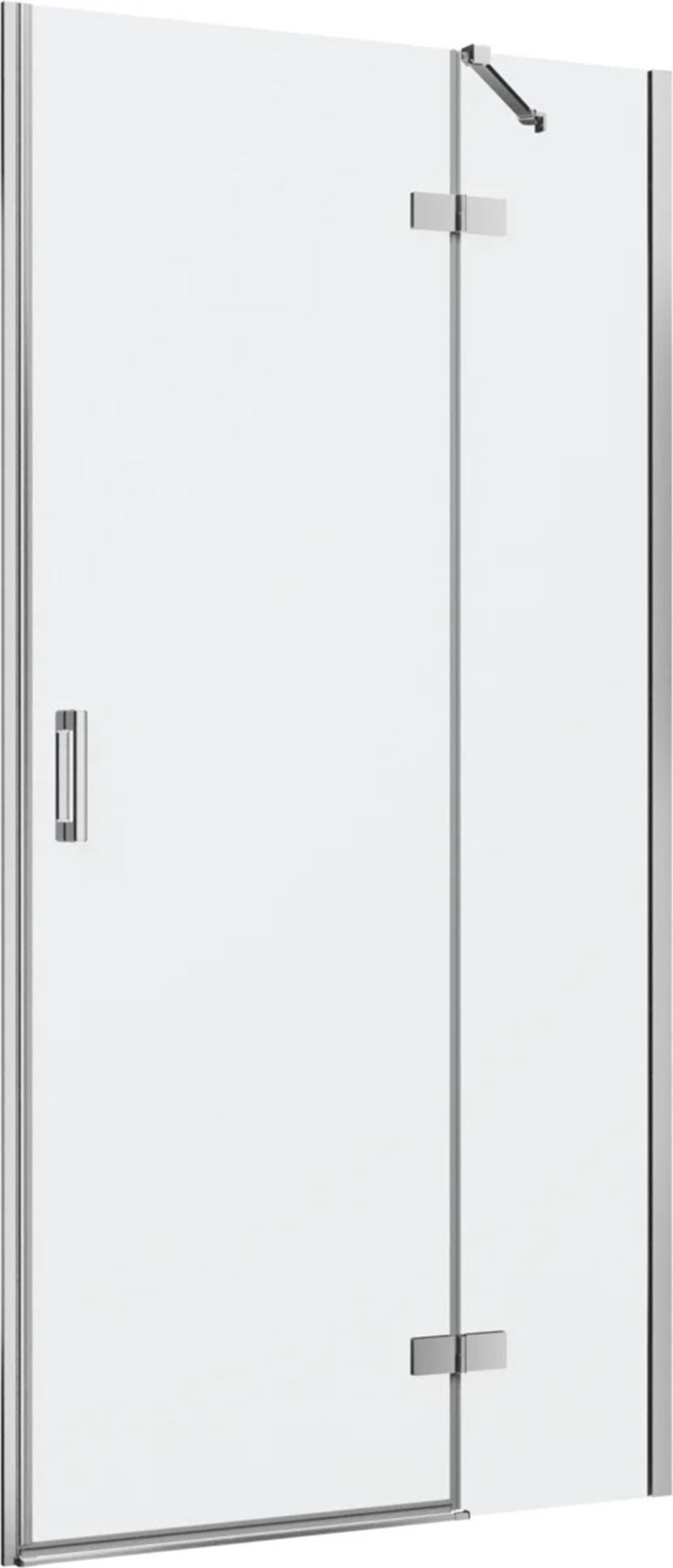 Drzwi prysznicowe jednoczęściowe prawe z elementem stałym w linii chrom połysk 100x200 cm IÖ Luvia