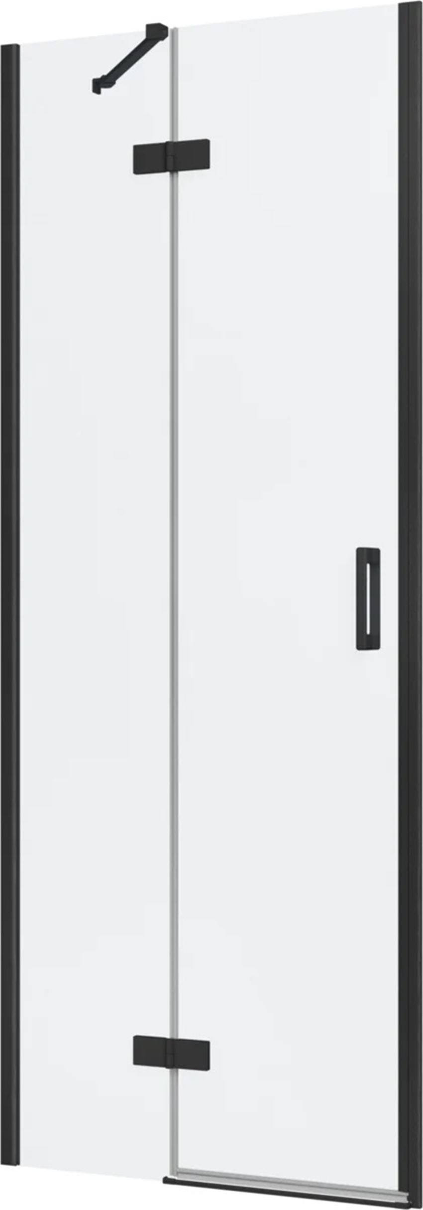 Drzwi prysznicowe jednoczęściowe lewe z elementem stałym w linii czarnym mat 80x200 cm IÖ Luvia