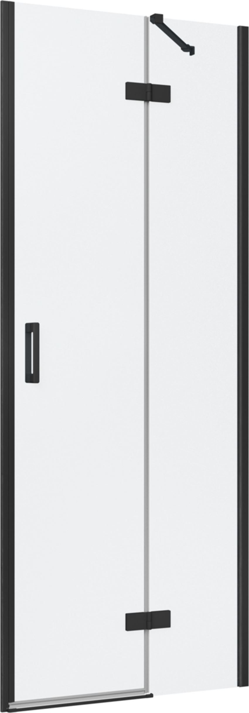 Drzwi prysznicowe jednoczęściowe prawe z elementem stałym w linii czarny mat 80x200 cm IÖ Luvia