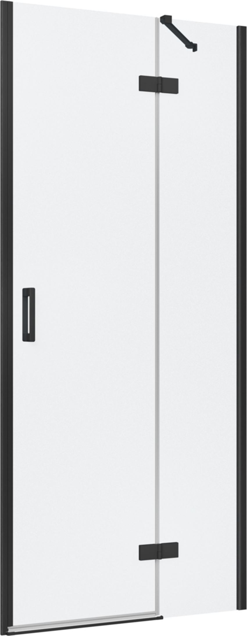 Drzwi prysznicowe jednoczęściowe prawe z elementem stałym w linii czarny mat 90x200 cm IÖ Luvia