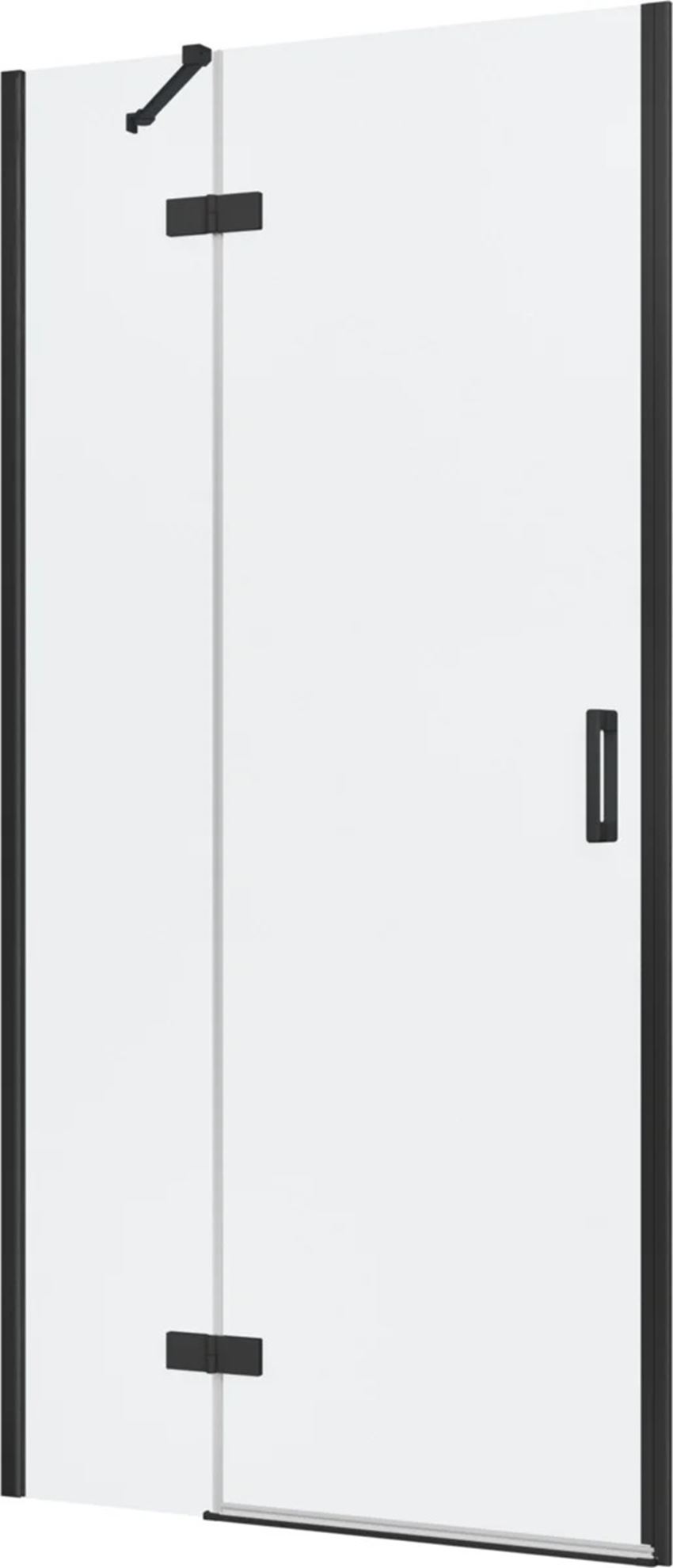 Drzwi prysznicowe jednoczęściowe lewe z elementem stałym w linii czarnym mat 100x200 cm IÖ Luvia
