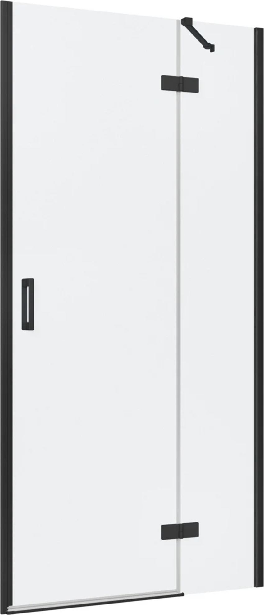 Drzwi prysznicowe jednoczęściowe prawe z elementem stałym w linii czarny mat 100x200 cm IÖ Luvia