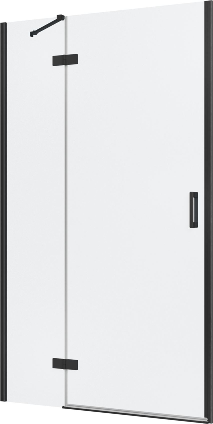 Drzwi prysznicowe jednoczęściowe lewe z elementem stałym w linii czarny mat 120x200 cm IÖ Luvia