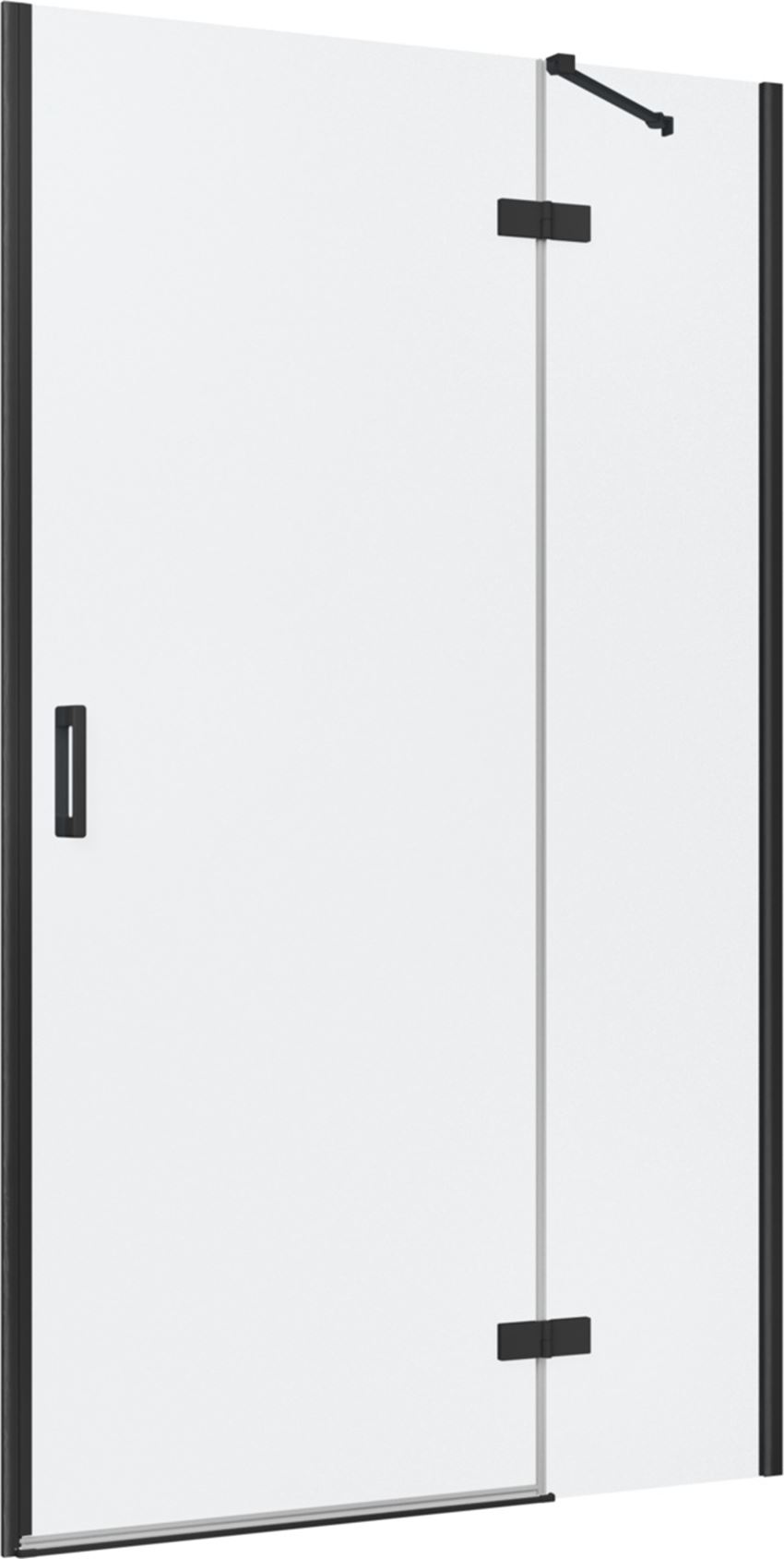 Drzwi prysznicowe jednoczęściowe prawe z elementem stałym w linii czarny mat 120x200 cm IÖ Luvia