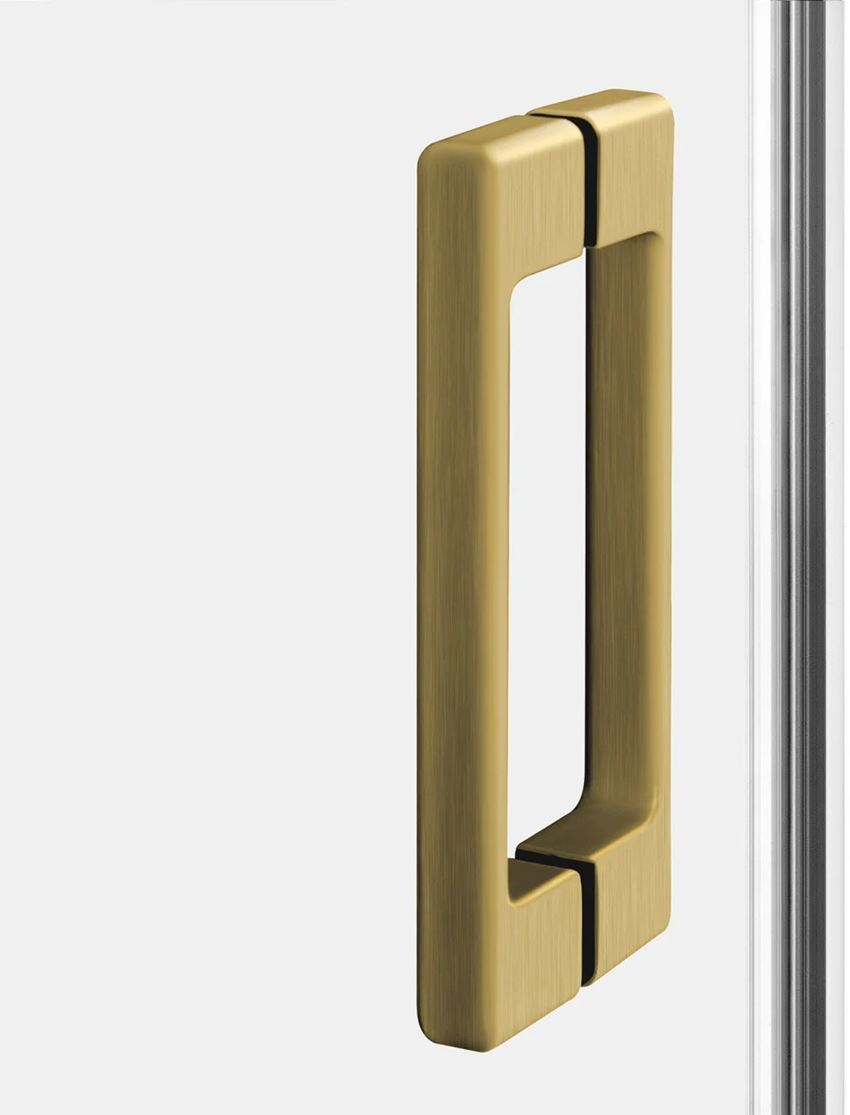 Drzwi prysznicowe jednoczęściowe lewe z elementem stałym w linii złoto szczotkowane 80x200 cm IÖ Luvia