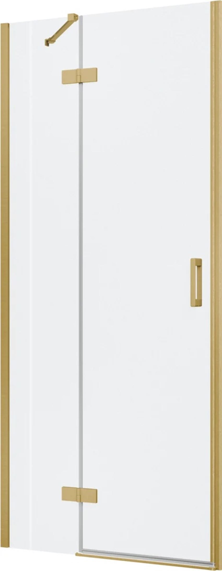 Drzwi prysznicowe jednoczęściowe lewe z elementem stałym w linii złoto szczotkowane 90x200 cm IÖ Luvia