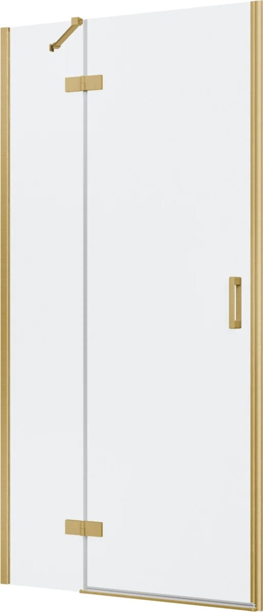 Drzwi prysznicowe jednoczęściowe lewe z elementem stałym w linii złoto szczotkowane 100x200 cm IÖ Luvia