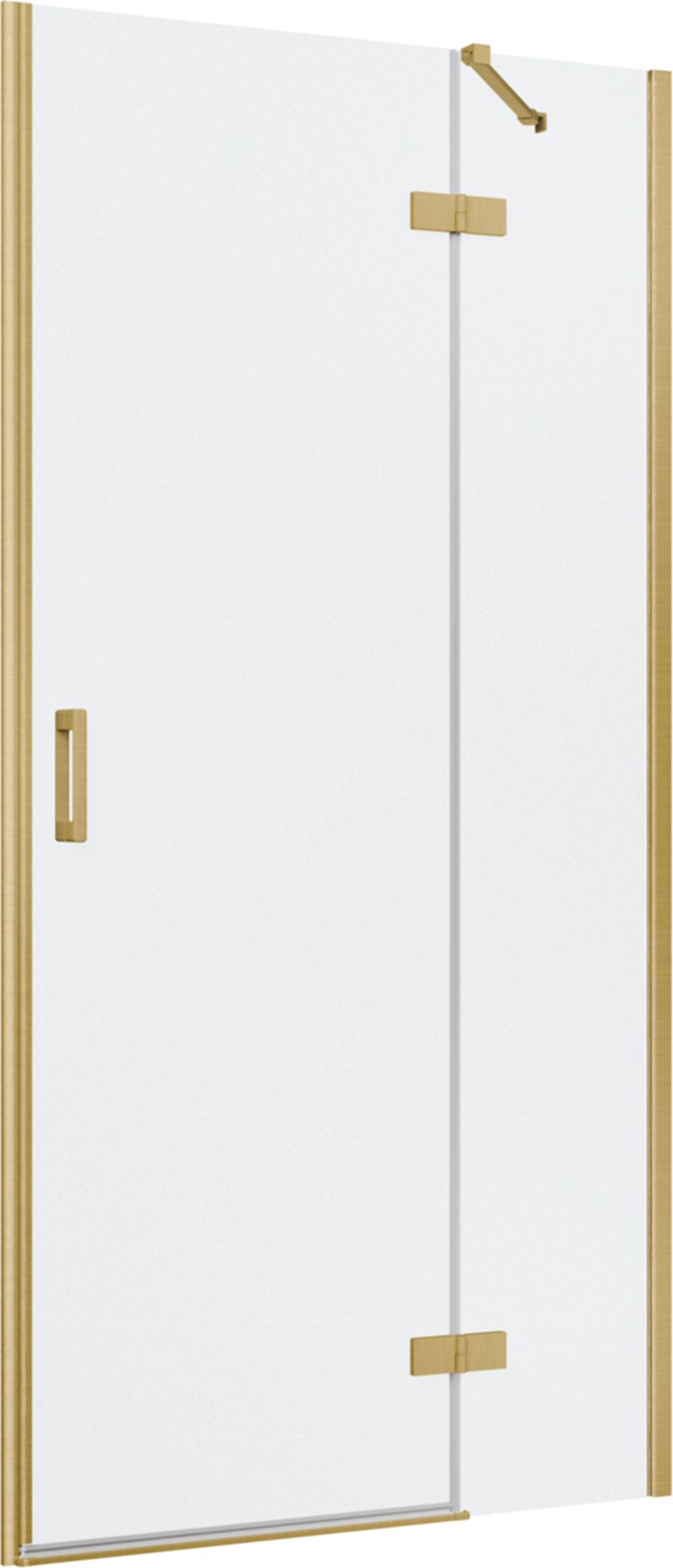 Drzwi prysznicowe jednoczęściowe prawe z elementem stałym w linii złoto szczotkowane 100x200 cm IÖ Luvia