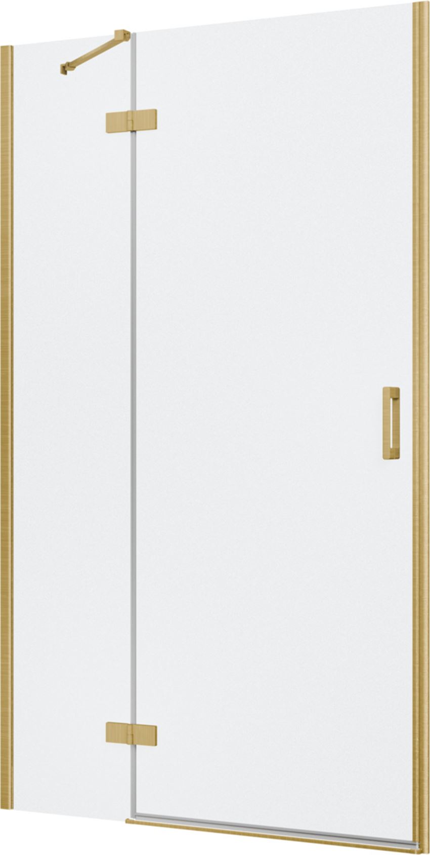 Drzwi prysznicowe jednoczęściowe lewe z elementem stałym w linii złoto szczotkowane 120x200 cm IÖ Luvia