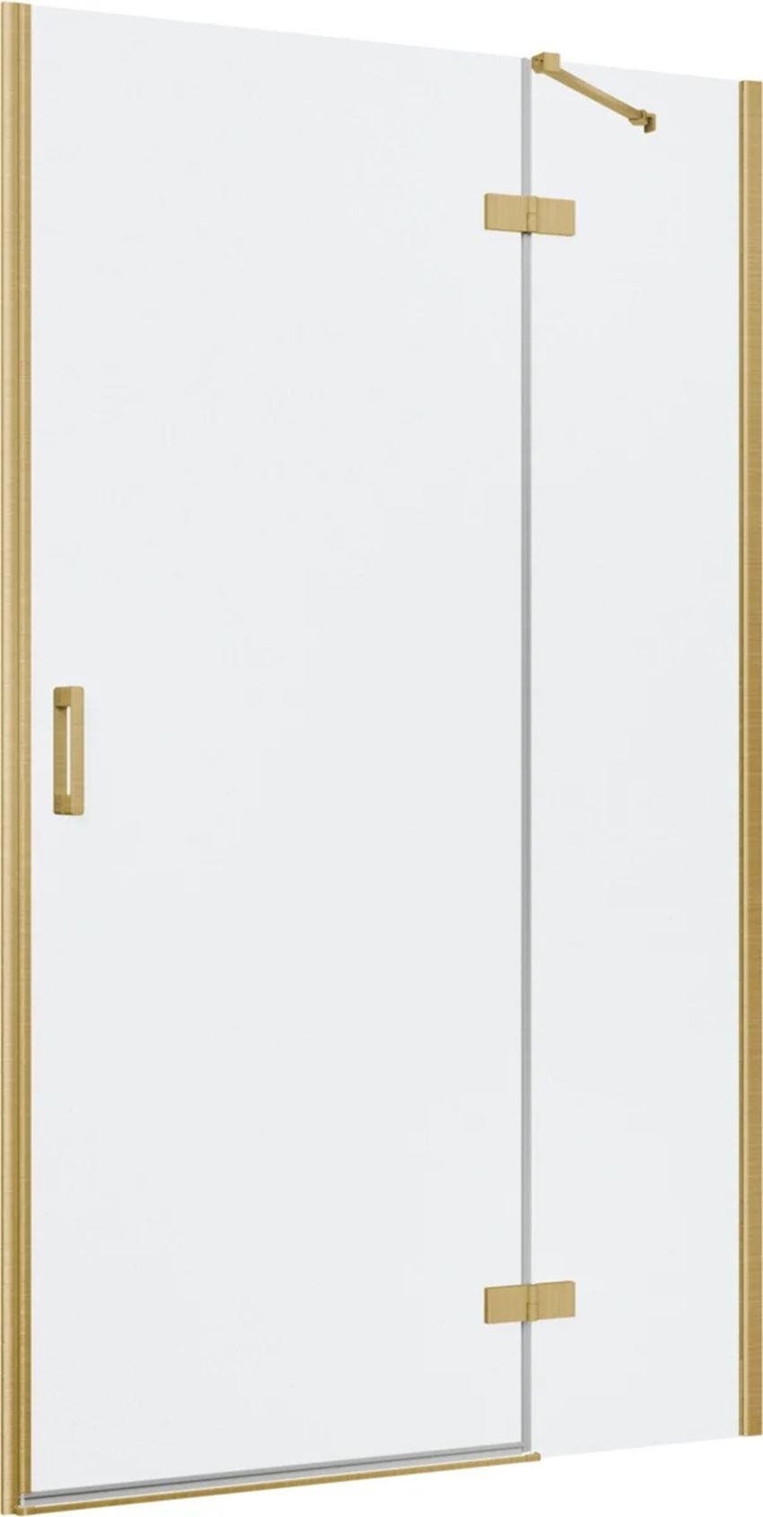 Drzwi prysznicowe jednoczęściowe prawe z elementem stałym w linii złoto szczotkowane 120x200 cm IÖ Luvia