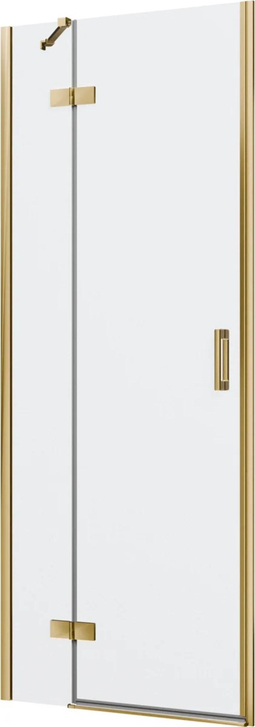 Drzwi prysznicowe jednoczęściowe lewe z elementem stałym w linii jasne złoto 80x200 cm IÖ Luvia