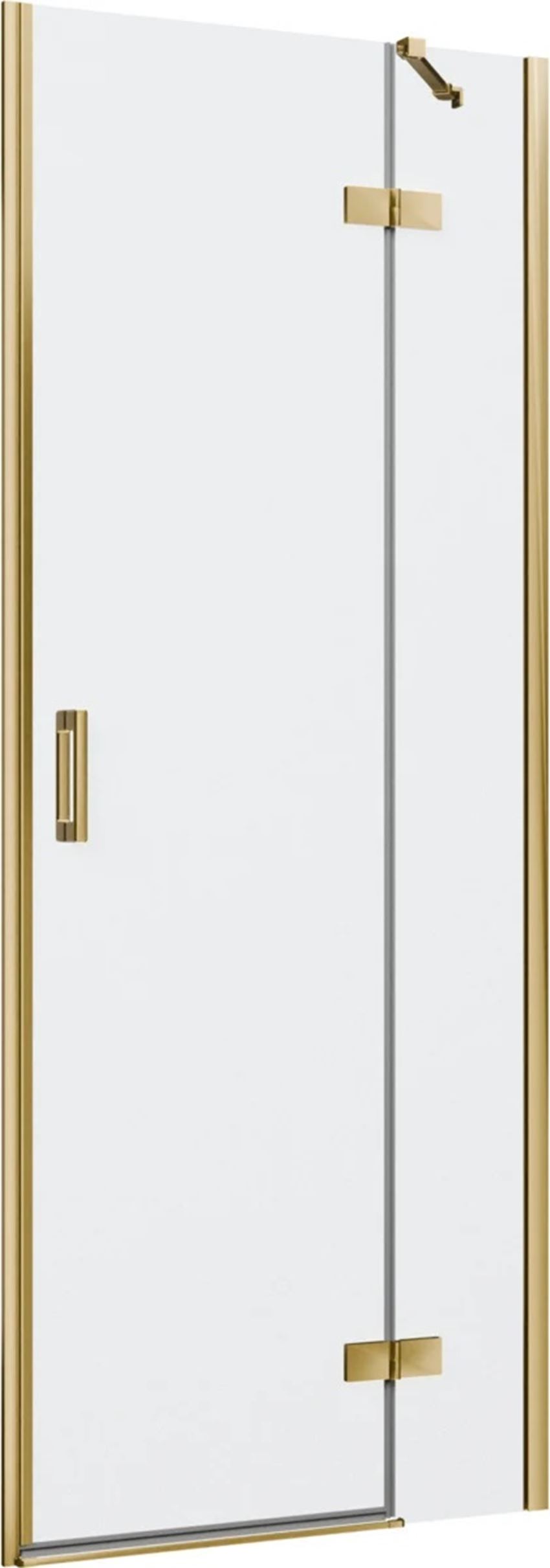Drzwi prysznicowe jednoczęściowe prawe z elementem stałym w linii jasne złoto 80x200 cm IÖ Luvia