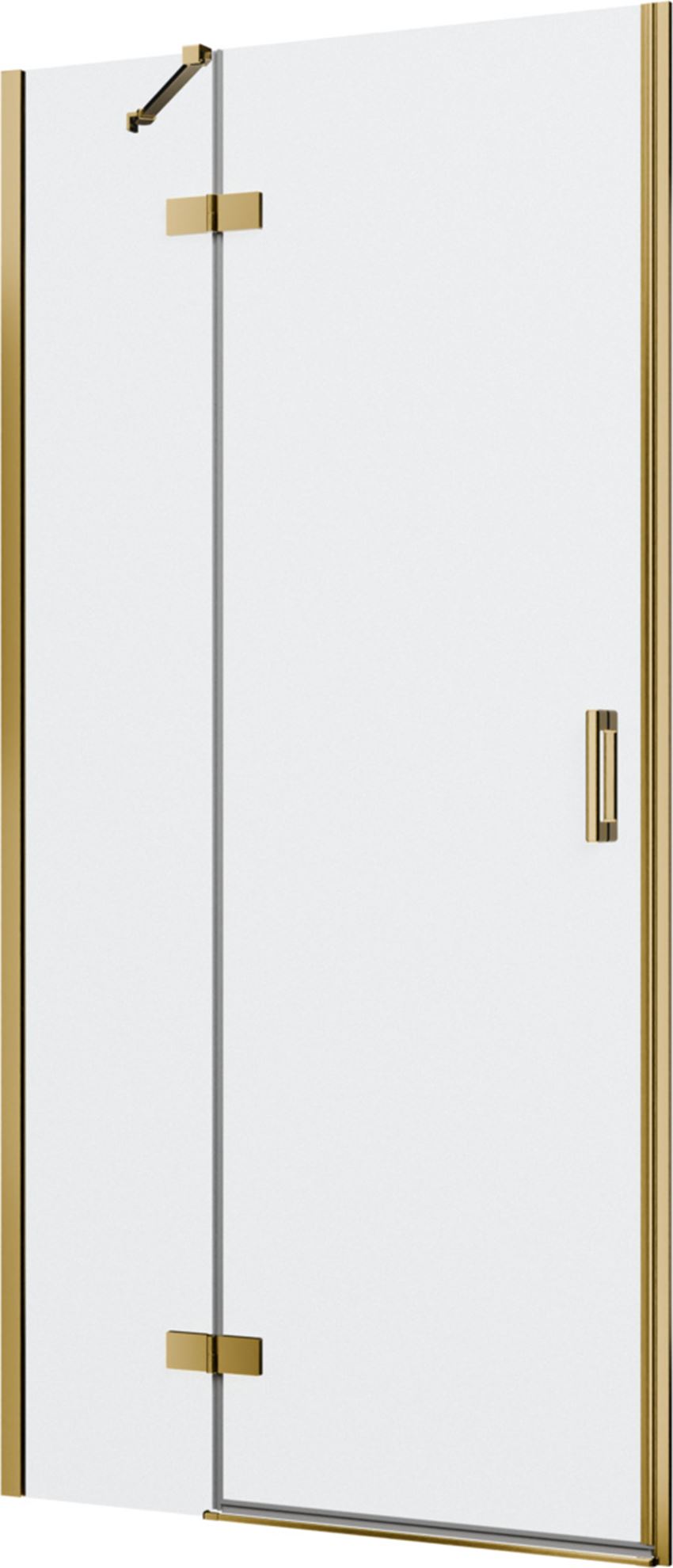 Drzwi prysznicowe jednoczęściowe lewe z elementem stałym w linii jasne złoto 100x200 cm IÖ Luvia