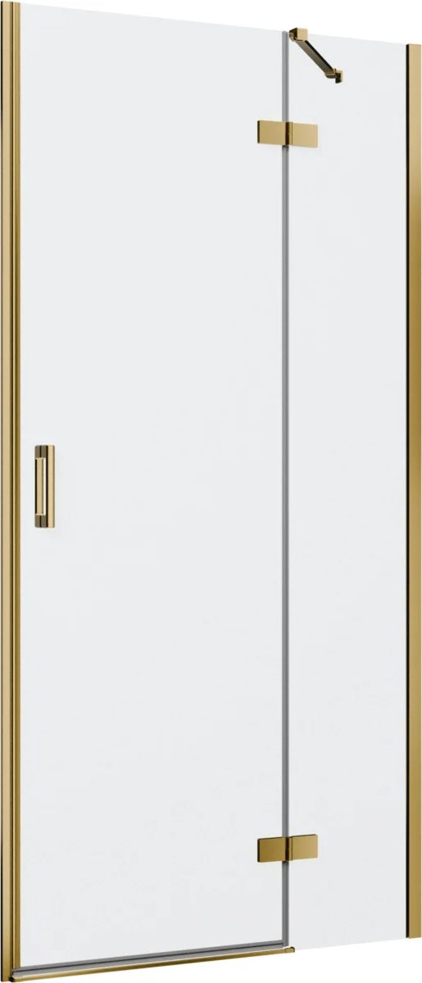 Drzwi prysznicowe jednoczęściowe prawe z elementem stałym w linii jasne złoto 100x200 cm IÖ Luvia