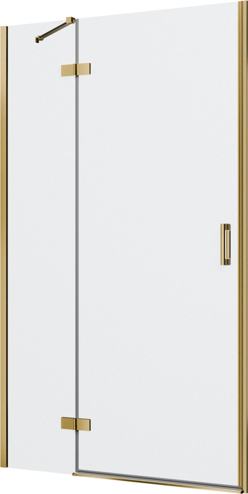Drzwi prysznicowe jednoczęściowe lewe z elementem stałym w linii jasne złoto 120x200 cm IÖ Luvia