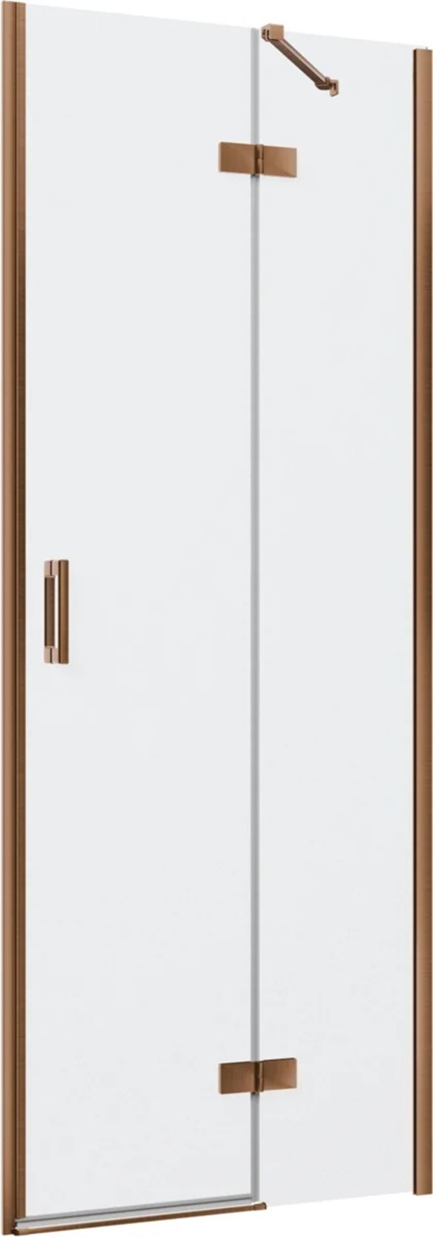 Drzwi prysznicowe jednoczęściowe prawe z elementem stałym w linii miedź szczotkowana 80x200 cm IÖ Luvia