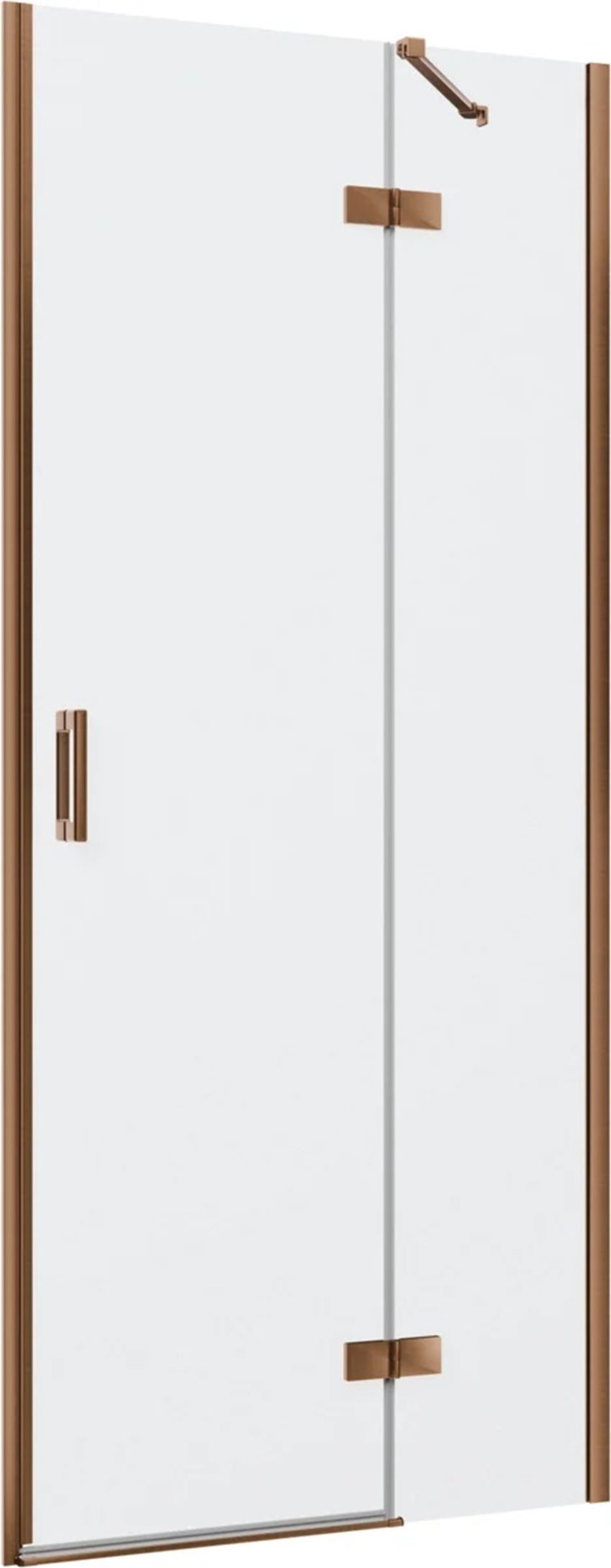 Drzwi prysznicowe jednoczęściowe prawe z elementem stałym w linii miedź szczotkowana 90x200 cm IÖ Luvia