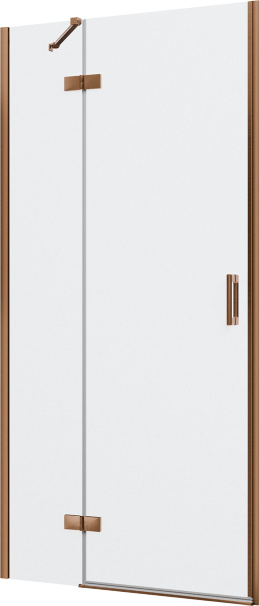 Drzwi prysznicowe jednoczęściowe lewe z elementem stałym w linii miedź szczotkowana 100x200 cm IÖ Luvia