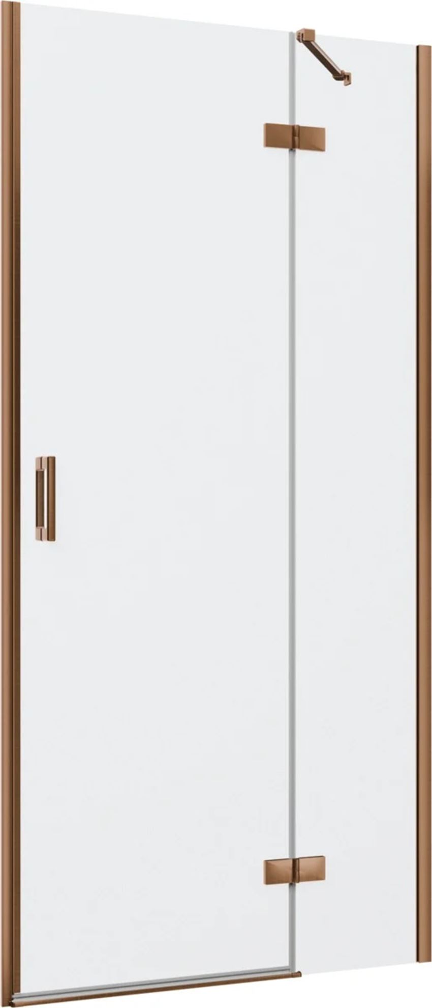 Drzwi prysznicowe jednoczęściowe prawe z elementem stałym w linii miedź szczotkowana 100x200 cm IÖ Luvia