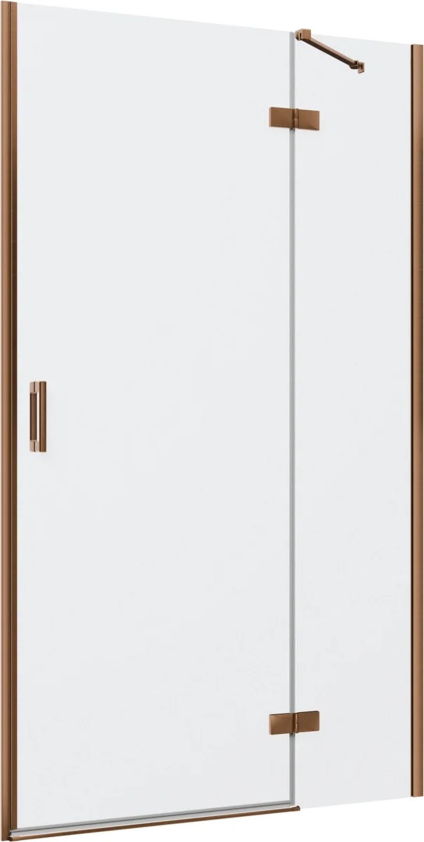 Drzwi prysznicowe jednoczęściowe prawe z elementem stałym w linii miedź szczotkowana 120x200 cm IÖ Luvia