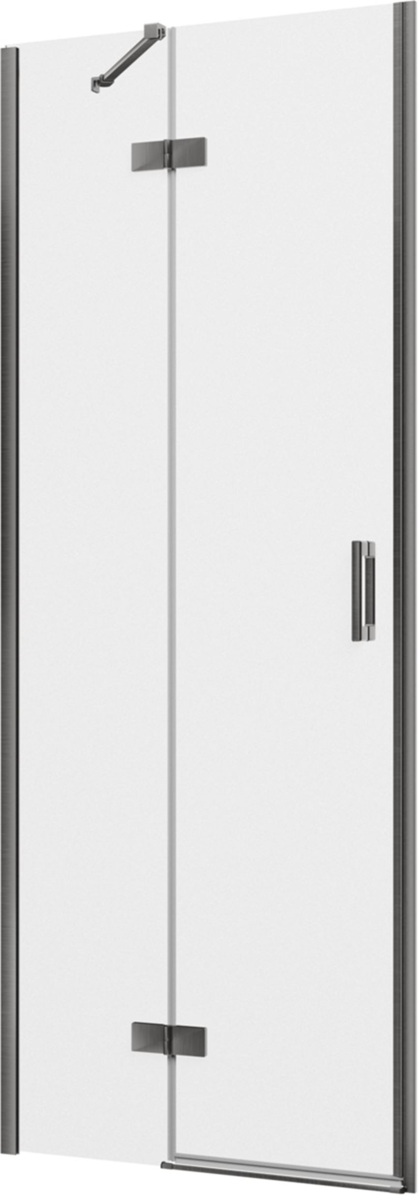 Drzwi prysznicowe jednoczęściowe lewe z elementem stałym w linii gunmetal szczotkowany 80x200 cm IÖ Luvia