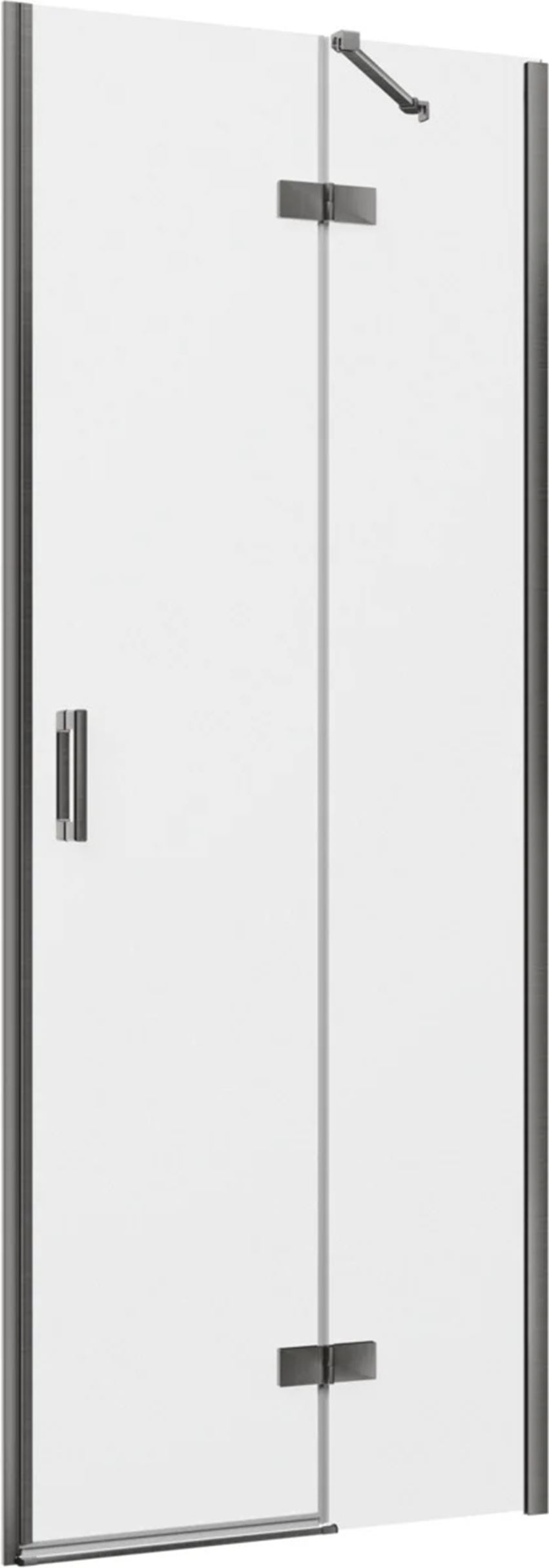 Drzwi prysznicowe jednoczęściowe prawe z elementem stałym w linii gunmetal szczotkowany 80x200 cm IÖ Luvia