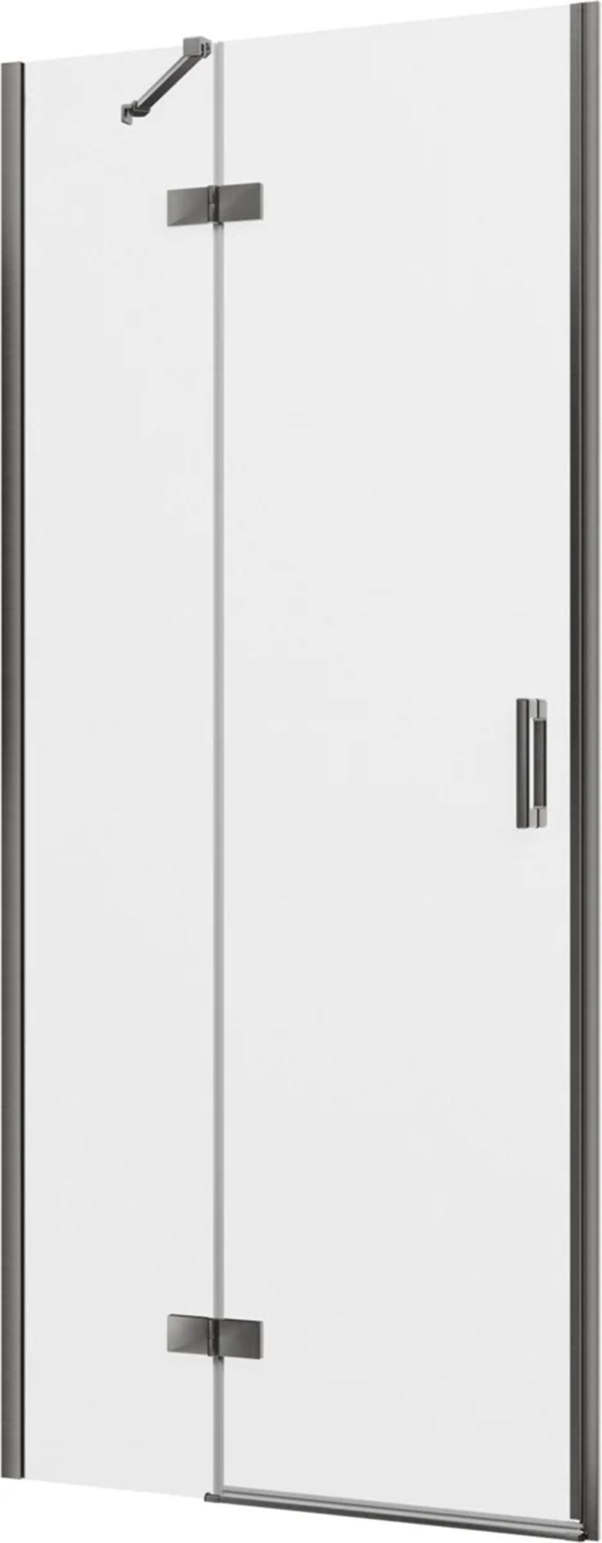 Drzwi prysznicowe jednoczęściowe lewe z elementem stałym w linii gunmetal szczotkowany 90x200 cm IÖ Luvia