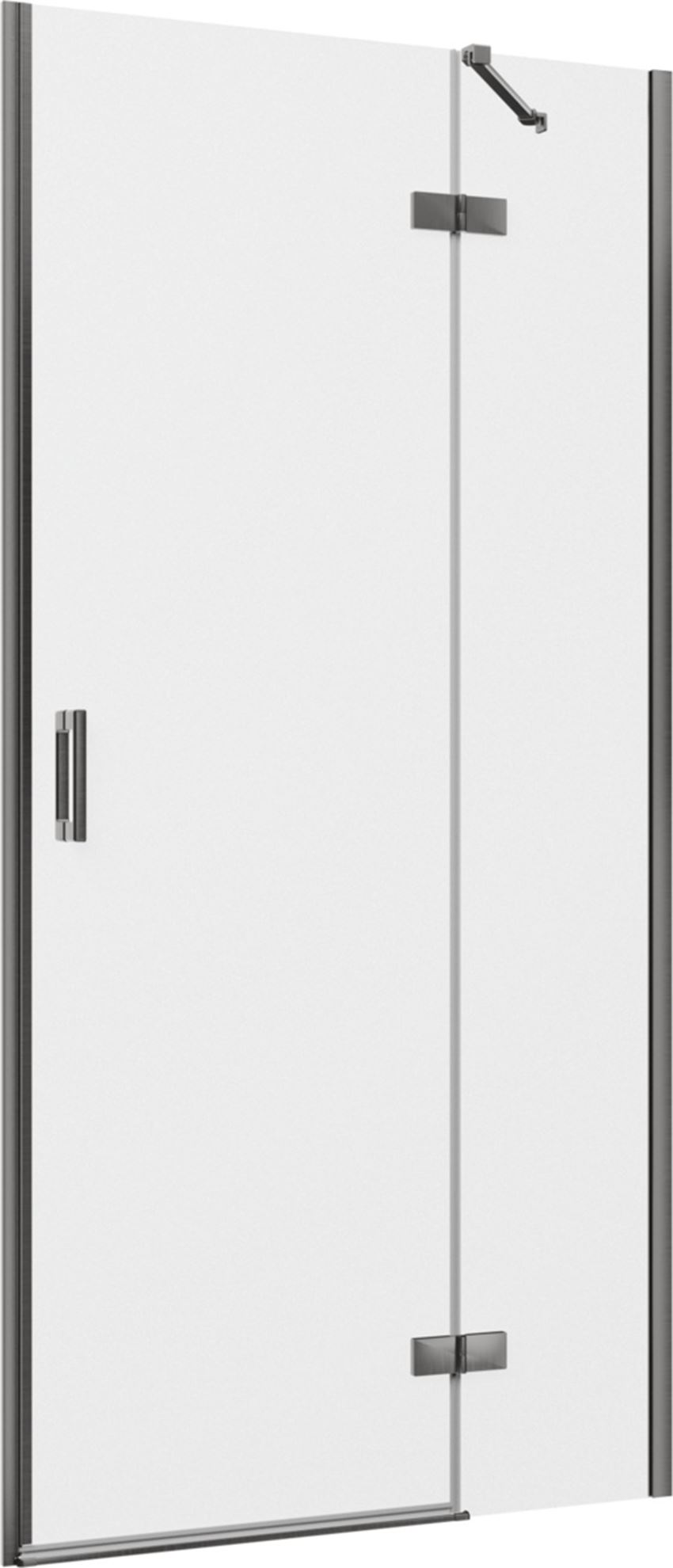 Drzwi prysznicowe jednoczęściowe prawe z elementem stałym w linii gunmetal szczotkowany 100x200 cm IÖ Luvia