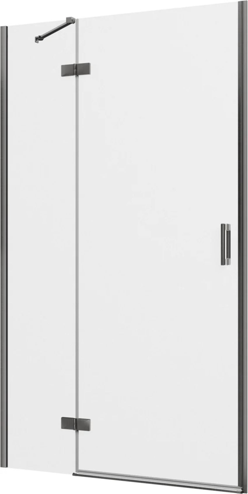 Drzwi prysznicowe jednoczęściowe lewe z elementem stałym w linii gunmetal szczotkowany 120x200 cm IÖ Luvia