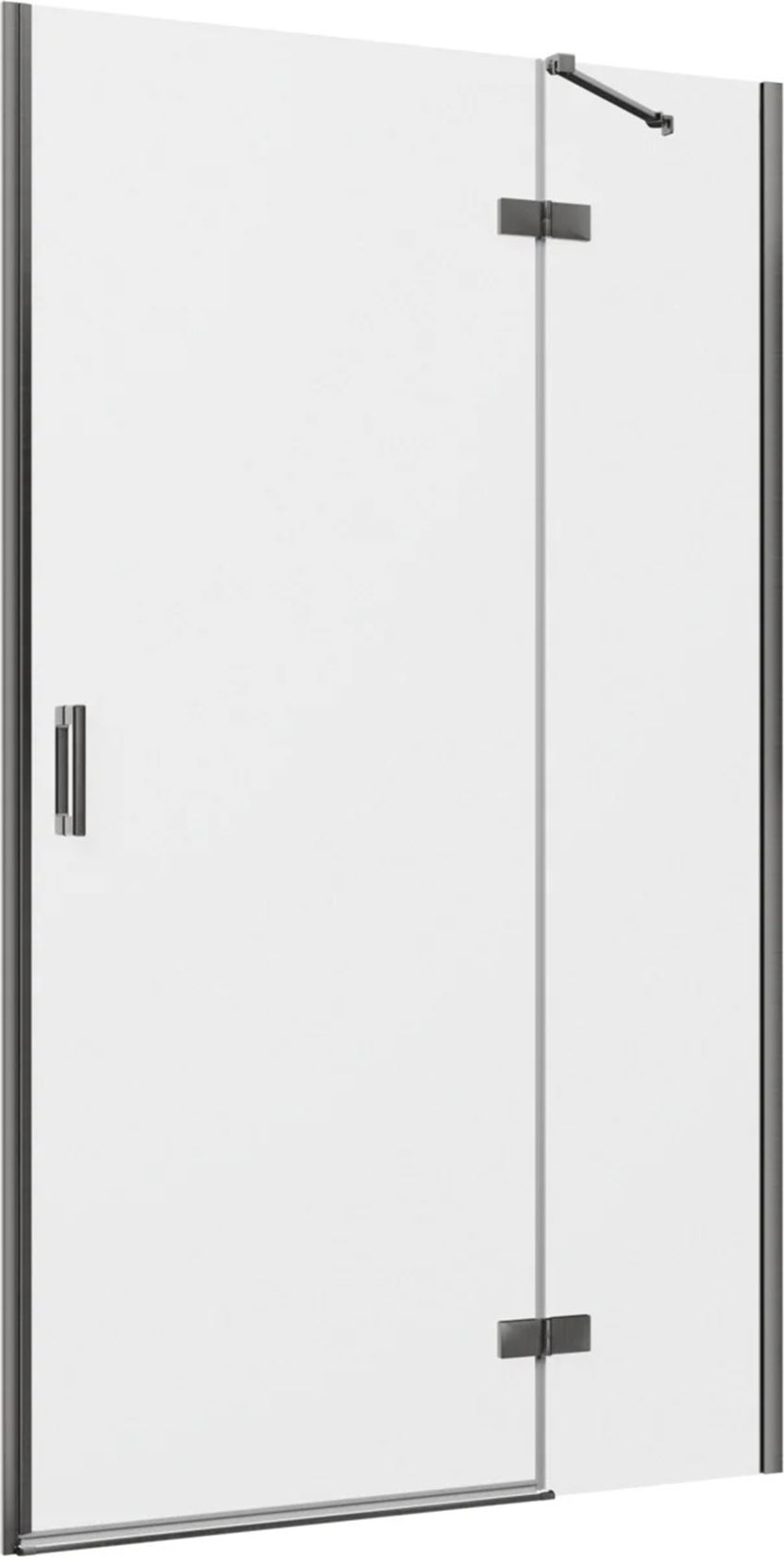Drzwi prysznicowe jednoczęściowe prawe z elementem stałym w linii gunmetal szczotkowany 120x200 cm IÖ Luvia