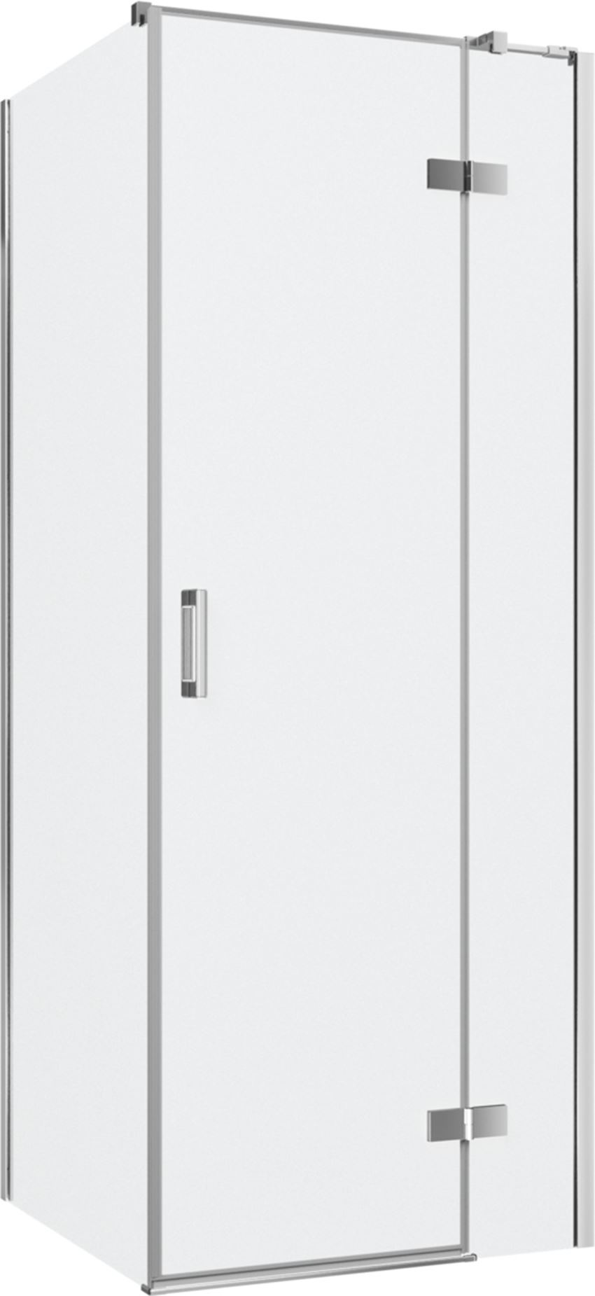 Kabina prysznicowa narożna prawa kwadratowa szkło przezroczyste profile chrom połysk 80x80x200 cm IÖ Luvia