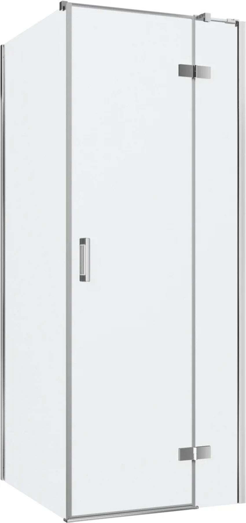 Kabina prysznicowa narożna prawa prostokątna szkło przezroczyste profile chrom połysk 80x90x200 cm IÖ Luvia