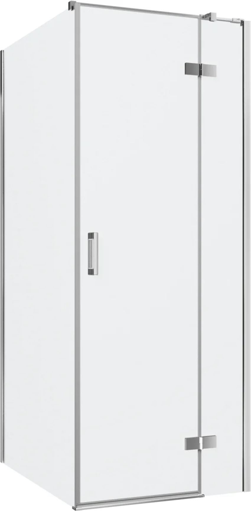 Kabina prysznicowa narożna prawa prostokątna szkło przezroczyste profile chrom połysk 80x100x200 cm IÖ Luvia