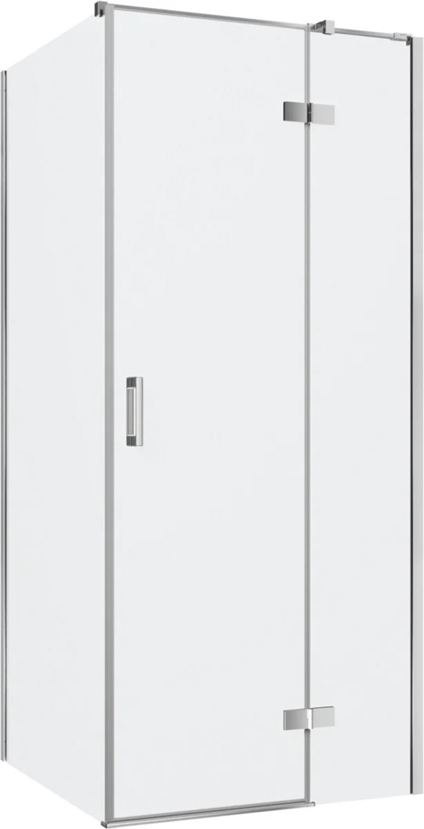 Kabina prysznicowa narożna prawa kwadratowa szkło przezroczyste profile chrom połysk 90x90x200 cm IÖ Luvia