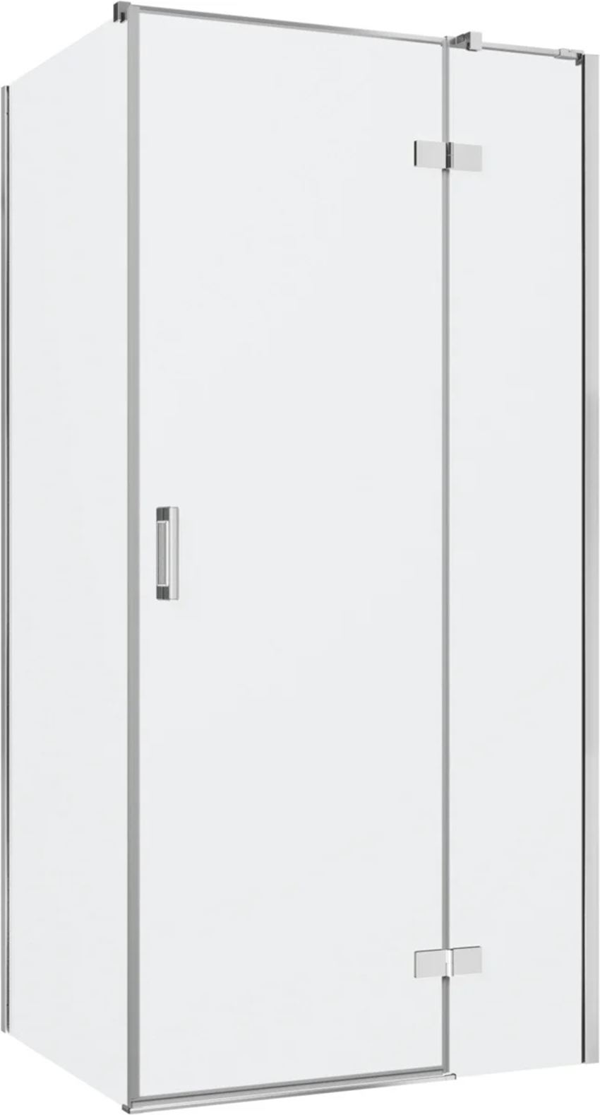 Kabina prysznicowa narożna prawa prostokątna szkło przezroczyste profile chrom połysk 100x80x200 cm IÖ Luvia