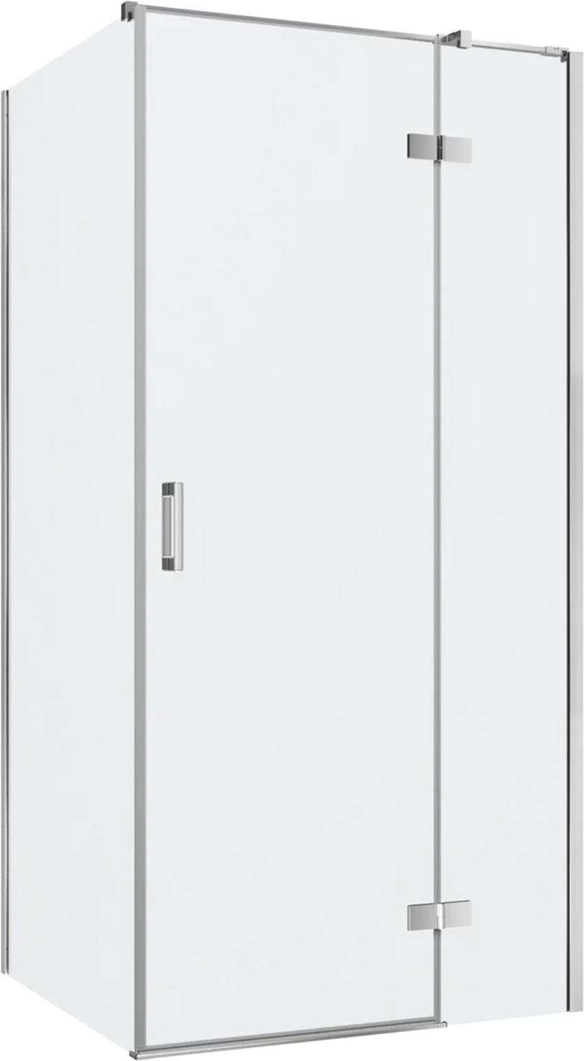 Kabina prysznicowa narożna prawa prostokątna szkło przezroczyste profile chrom połysk 100x90x200 cm IÖ Luvia