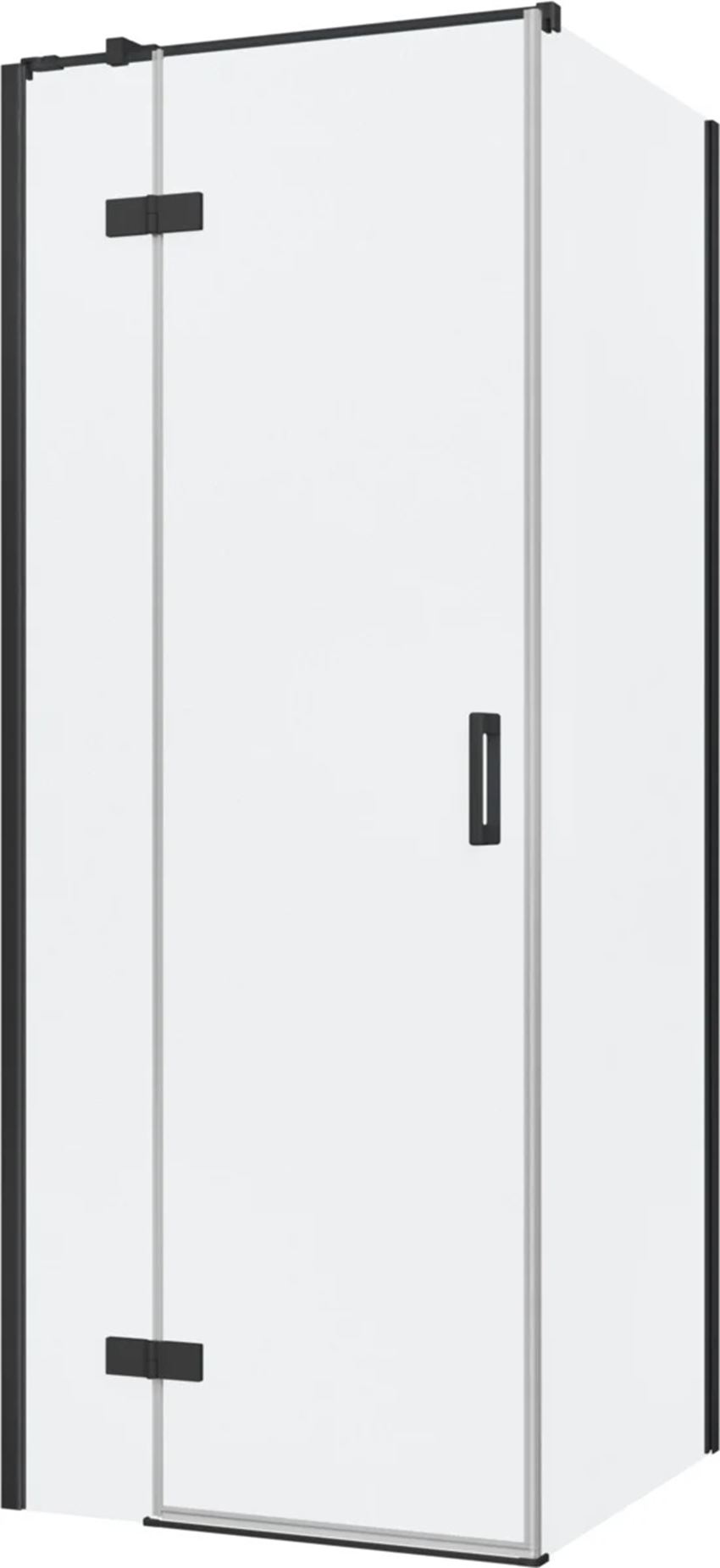 Kabina prysznicowa narożna lewa kwadratowa szkło przezroczyste profile czarny mat 80x80x200 cm IÖ Luvia