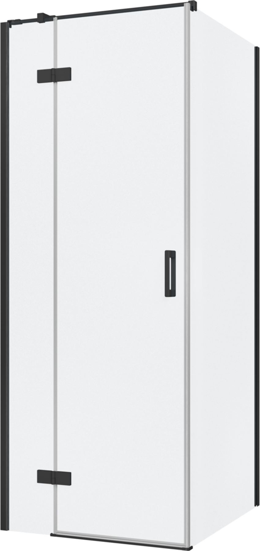 Kabina prysznicowa narożna lewa prostokątna szkło przezroczyste profile czarny mat 80x90x200 cm IÖ Luvia