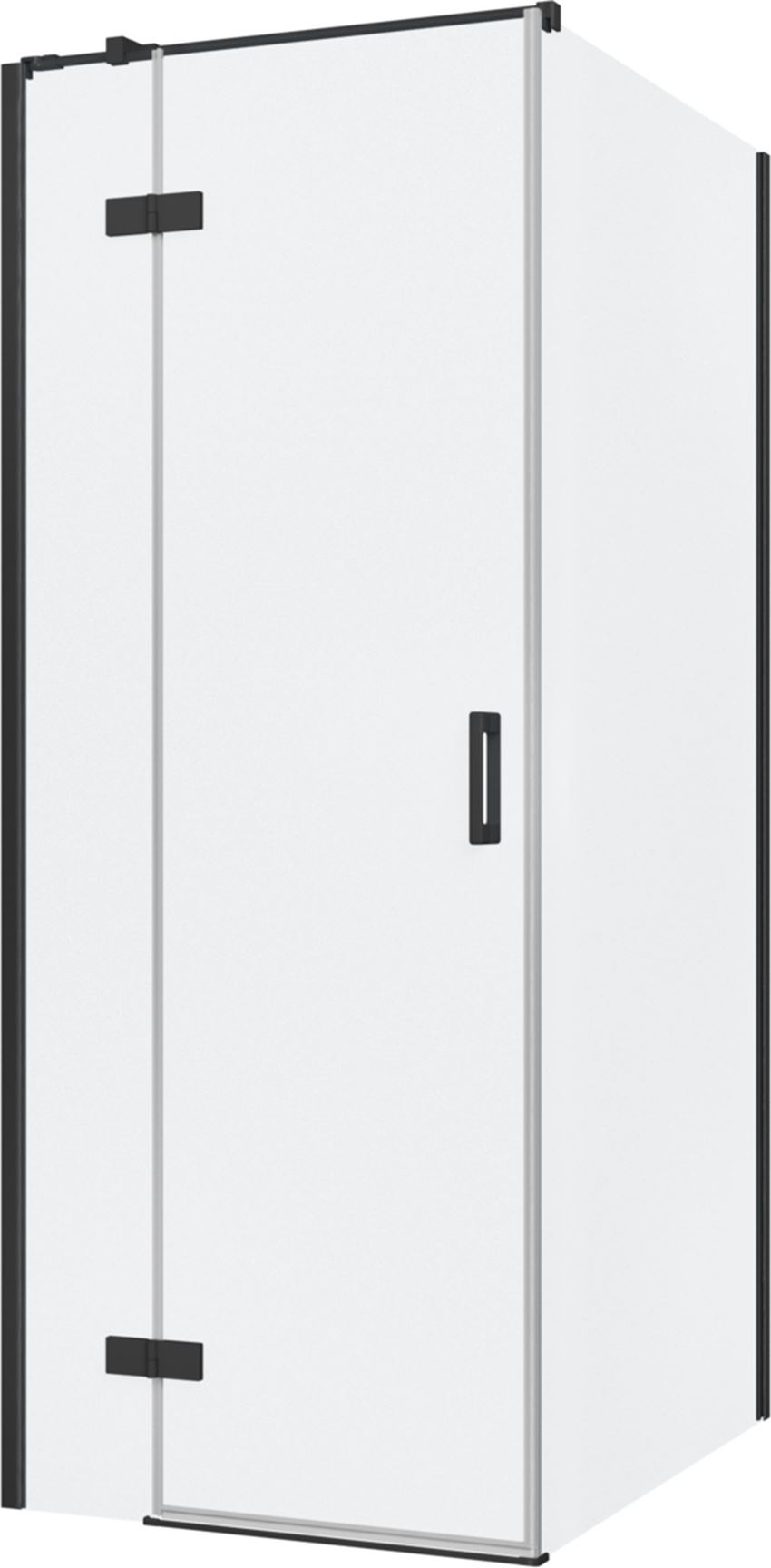 Kabina prysznicowa narożna lewa prostokątna szkło przezroczyste profile czarny mat 80x100x200 cm IÖ Luvia